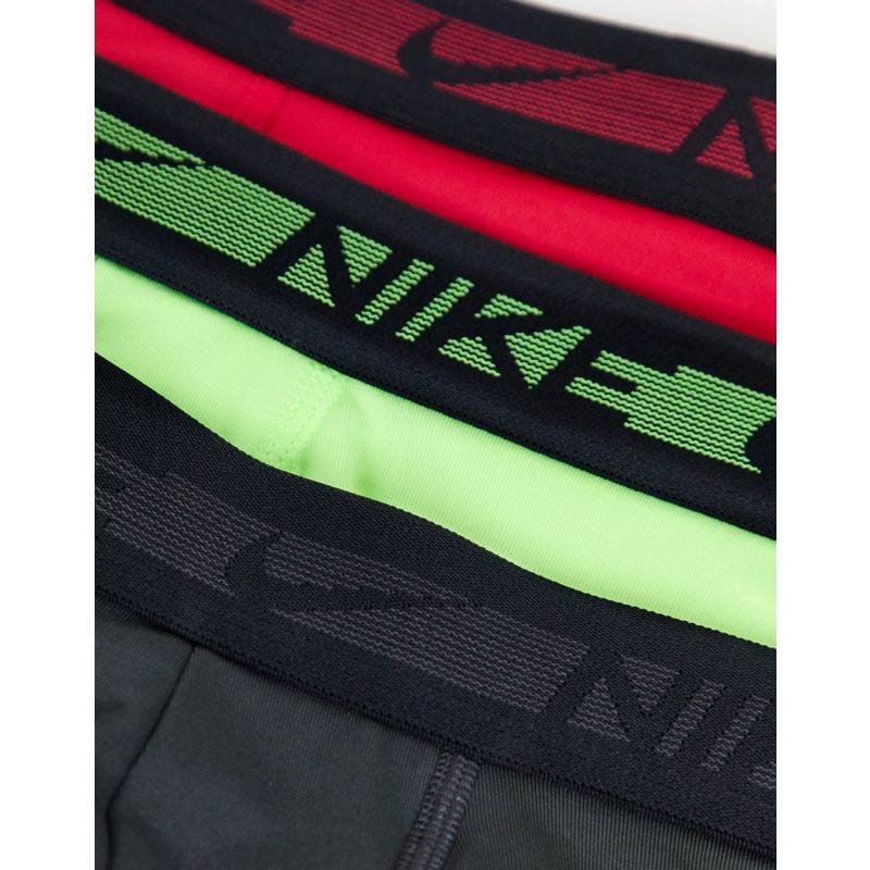 Nike – Flex – 3er-Pack Unterhosen aus Mikrofaser in Grau/Hellgrün/Rot