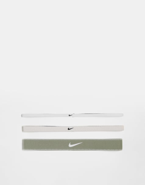 Nike – Flex Classic – 3er-Pack breite Stirnbänder in Hellrosa, hellem Military-Grün und Weiß - view 1