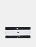 [Nike] Nike Flex Classic wide headbands 3 pack in black and white One Size BLACK