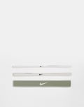 [Nike] Nike Flex Classic wide headbands 3 pack in light soft pink, light army and white One Size PINK