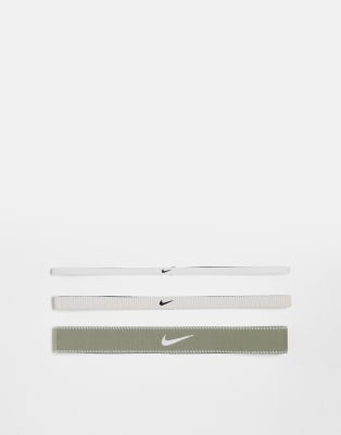 asos Nike Flex Classic wide headbands 3pk in light soft pink and light army and white