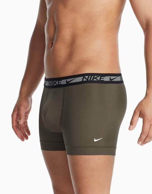 Nike Flex microfiber 3 pack trunks in black khaki navy ASOS