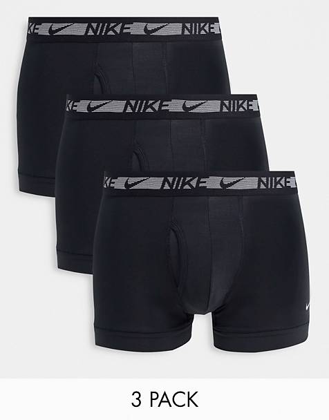 나이키 남성 트렁크 속옷 팬티 3팩 Nike Flex microfiber 3 pack trunks in black,Black