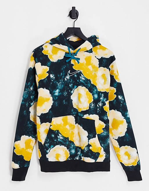 Peculiar Musty Milestone Nike Floral all over burnout print hoodie in black | ASOS