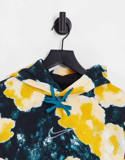 Nike Floral all over burnout print hoodie in black | ASOS