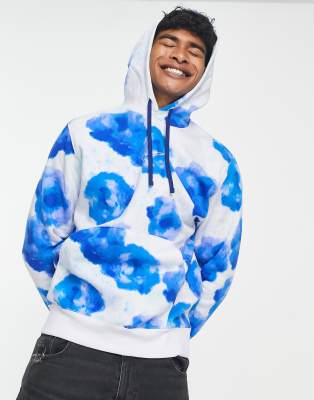 Nike Floral all-over burnout print hoodie in gray - view 1