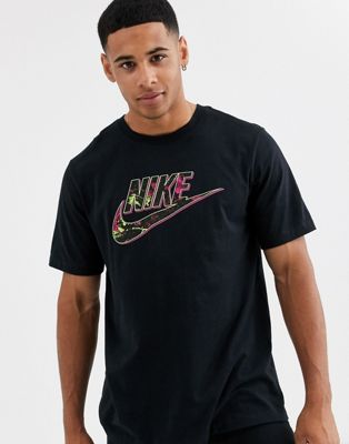 Nike Floral Logo T-Shirt Black | ASOS