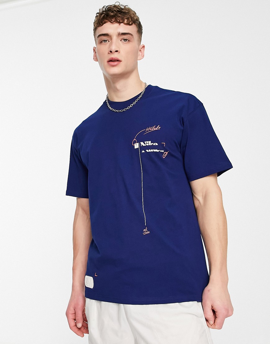 Nike Floratone garment-dyed oversized t-shirt in blue