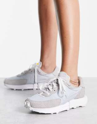 Nike Nike Fontanka Waffle trainers in white and sanddrift