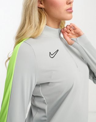 Nike Football Academy 23 Dri-Fit drill top in silver and volt