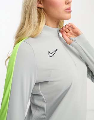 Nike Football Academy 23 Dri-Fit drill top in silver and volt - ASOS Price Checker