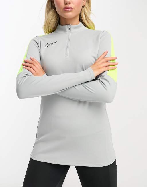 Nike Football Academy 23 Dri-Fit drill top in silver and volt, 3 of 4
