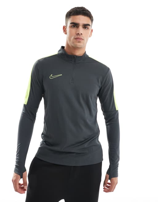 Nike Football – Academy 23 Dri-FIT – Grafitowo-zielona bluza z suwakiem pod szyją