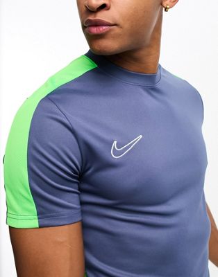 Nike Football Academy 23 t-shirt in blue and volt - ASOS Price Checker