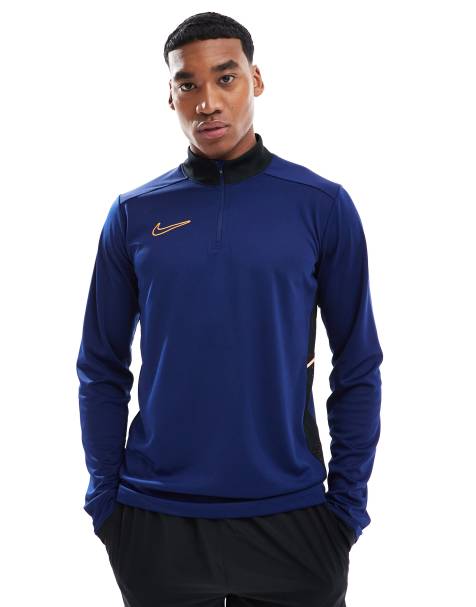 Nike Football – Academy 25 Dri-FIT – Langärmliges Oberteil in Blau mit kurzem Reißverschluss - view 1