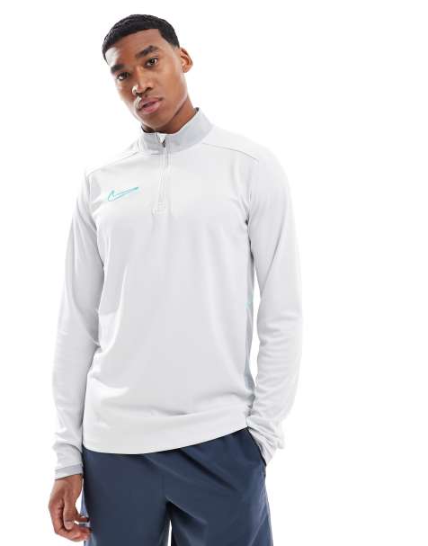 Nike Football – Academy 25 Dri-FIT – Langärmliges Oberteil in Grau mit kurzem Reißverschluss - view 1