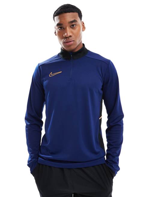 Nike Football – Academy 25 Dri-FIT – Niebieski top z długimi rękawami i zamkiem pod szyją