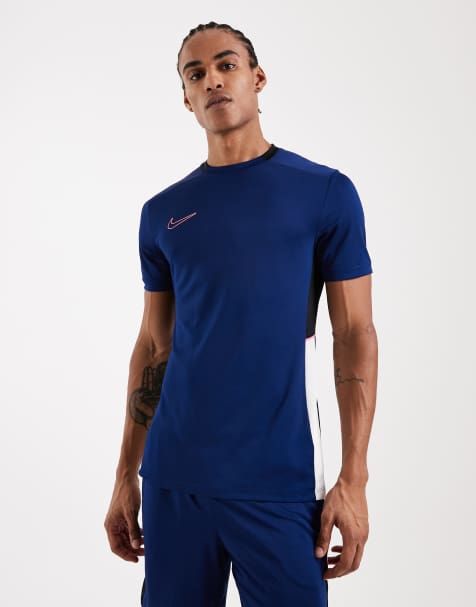 Nike Football - Academy 25 Dri-FIT - T-shirt i marineblå og pink - view 1