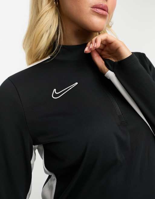 Nike Football – Academy Dri-FIT – Czarny top z długimi rękawami i zamkiem pod szyją