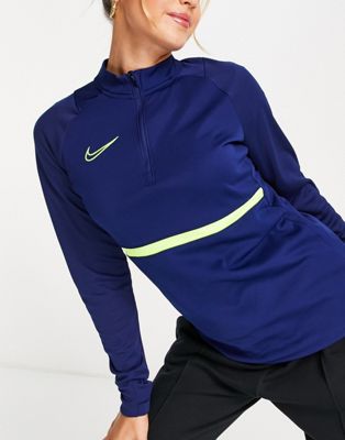 Tops Nike Football - Academy Dri-FIT - Haut d'entraînement à col zippé en coutil - Bleu marine