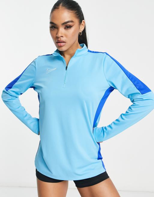 Nike Football Academy Dri-FIT panel 1/4 zip drill top in baltic blue