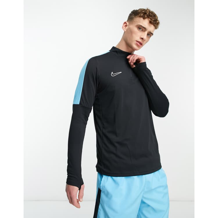 Nike football academy half zip sweat in discount white with black side stripe