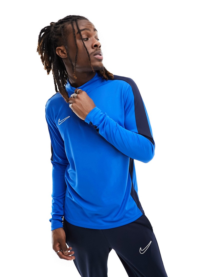 Nike Football Academy Dri-FIT panelled half zip drill top in blue