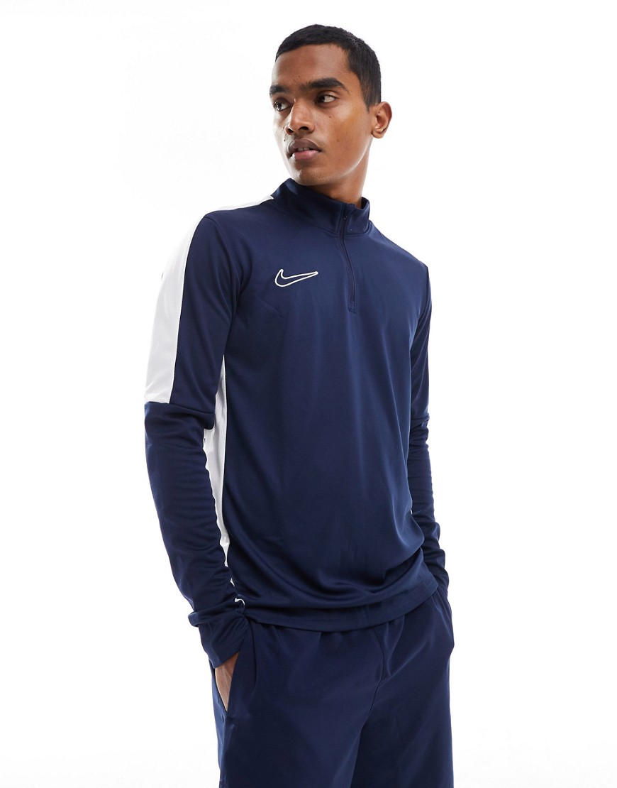 Nike Football Academy Dri-FIT panelled half zip drill top in navy-Blue