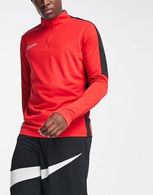Nike Football Academy Dri-FIT panelled half zip drill top in red