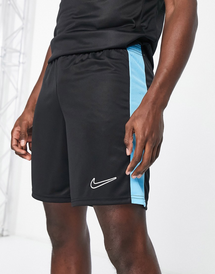 Nike Football Academy Dri-FIT panelled shorts in black blue and indigo