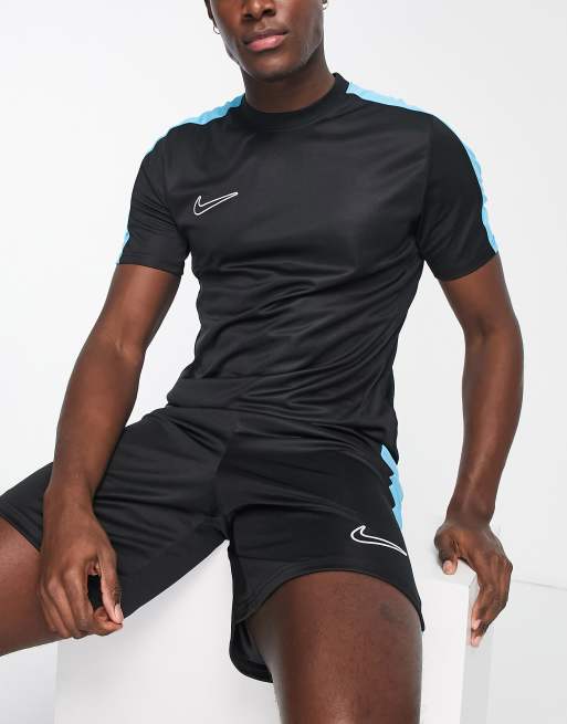 Nike Football Academy Dri FIT panelled t shirt in black blue and