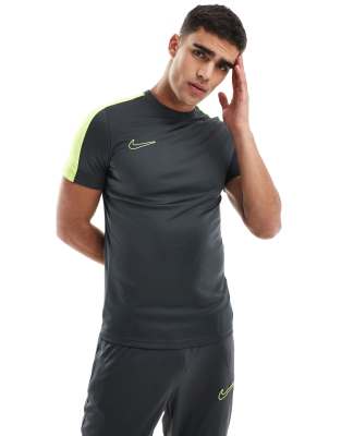 Nike Football Nike Football Academy Dri-FIT panelled t-shirt in charcoal and green-Grey