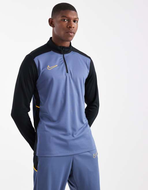 Nike Football – Academy Dri-FIT – Sportoberteil in Blau mit kurzem Reißverschluss