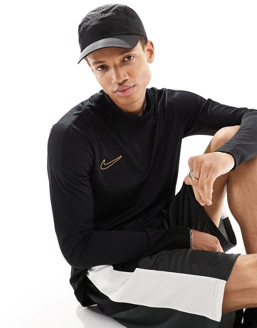 Nike Football – Academy Dri-FIT – Sportoberteil in Schwarz mit Zierstreifen und kurzem Reißverschluss