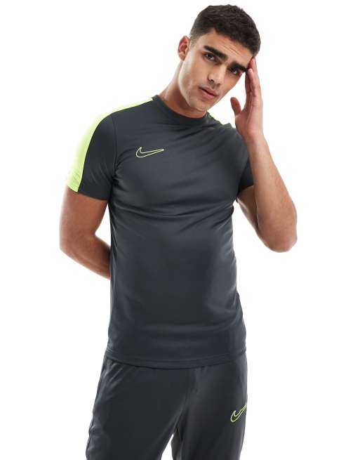 Nike Football - Academy - Dri-FIT - T-shirt met panelen in antracietgrijs en groen