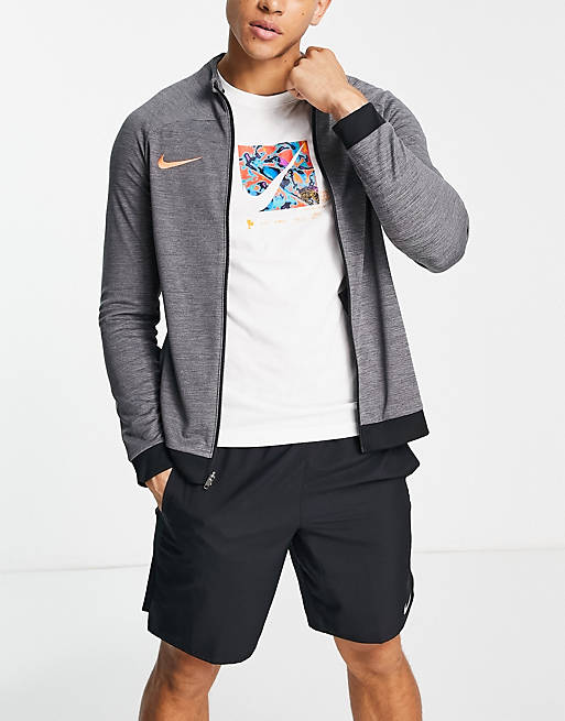 Nike Football Academy Dri-Fit Zip Through Jacket In Grey Marl | Asos