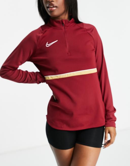 Nike Football – Academy Drill – Ciemnoczerwony top z zamkiem do połowy długości