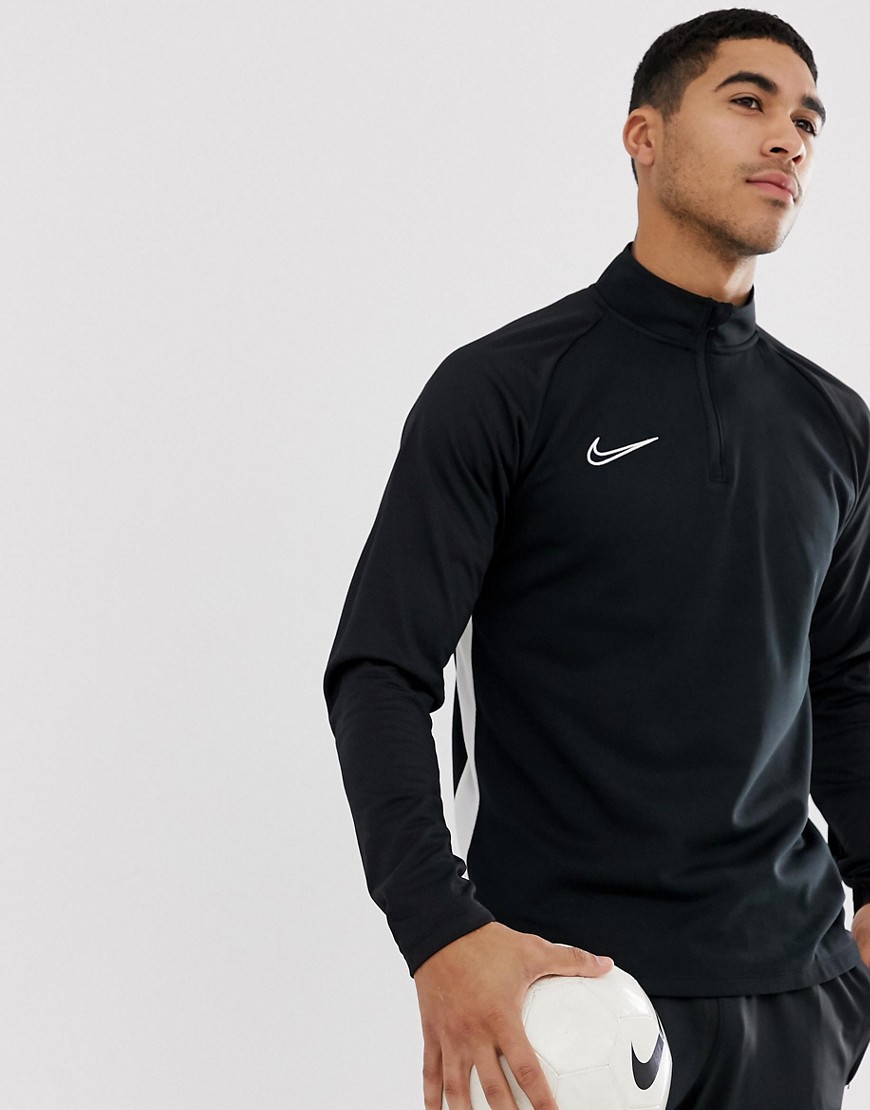 Nike Football - Academy drill - Felpa con mezza zip nera-Nero