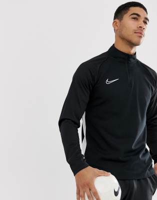 nike football academy zip thru top in black