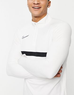Nike Football Academy Drill quarter zip top in white and black