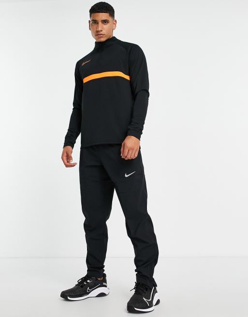 Nike Football Academy drill top in black and orange