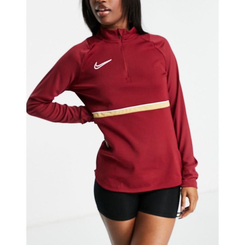 z01Or Activewear Nike Football - Academy Drill - Top rosso scuro con zip corta