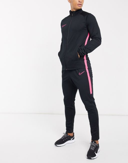 Mens black and cheap pink nike tracksuit