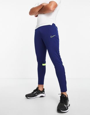 Nike Football Academy joggers in navy and volt