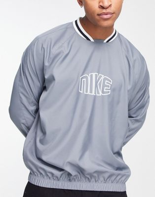 Nike Football Academy retro logo long sleeved shell sweatshirt in grey