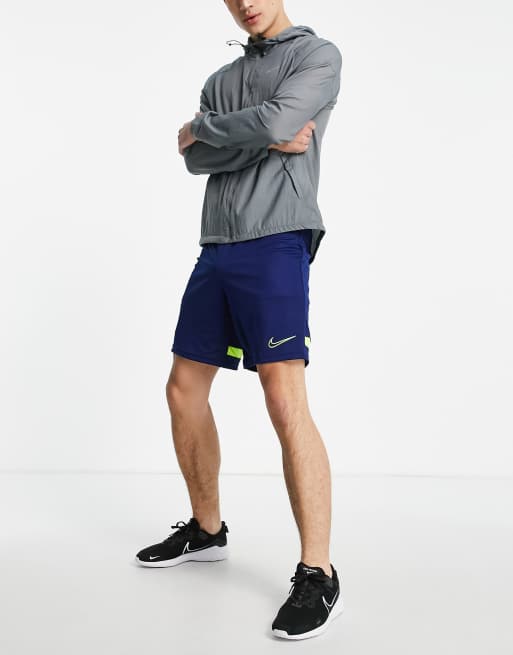 Nike Football Academy shorts in navy and volt