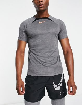 Nike Football Academy Dri-FIT Swoosh t-shirt in black marl - ASOS Price Checker