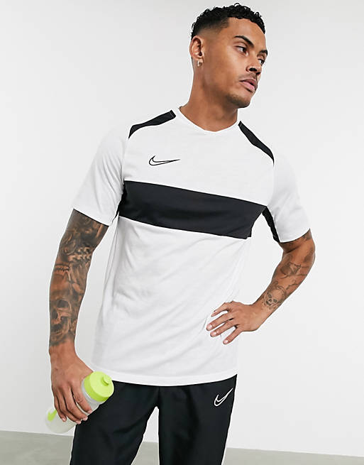 Nike Football academy t-shirt with chest stripe in white | ASOS