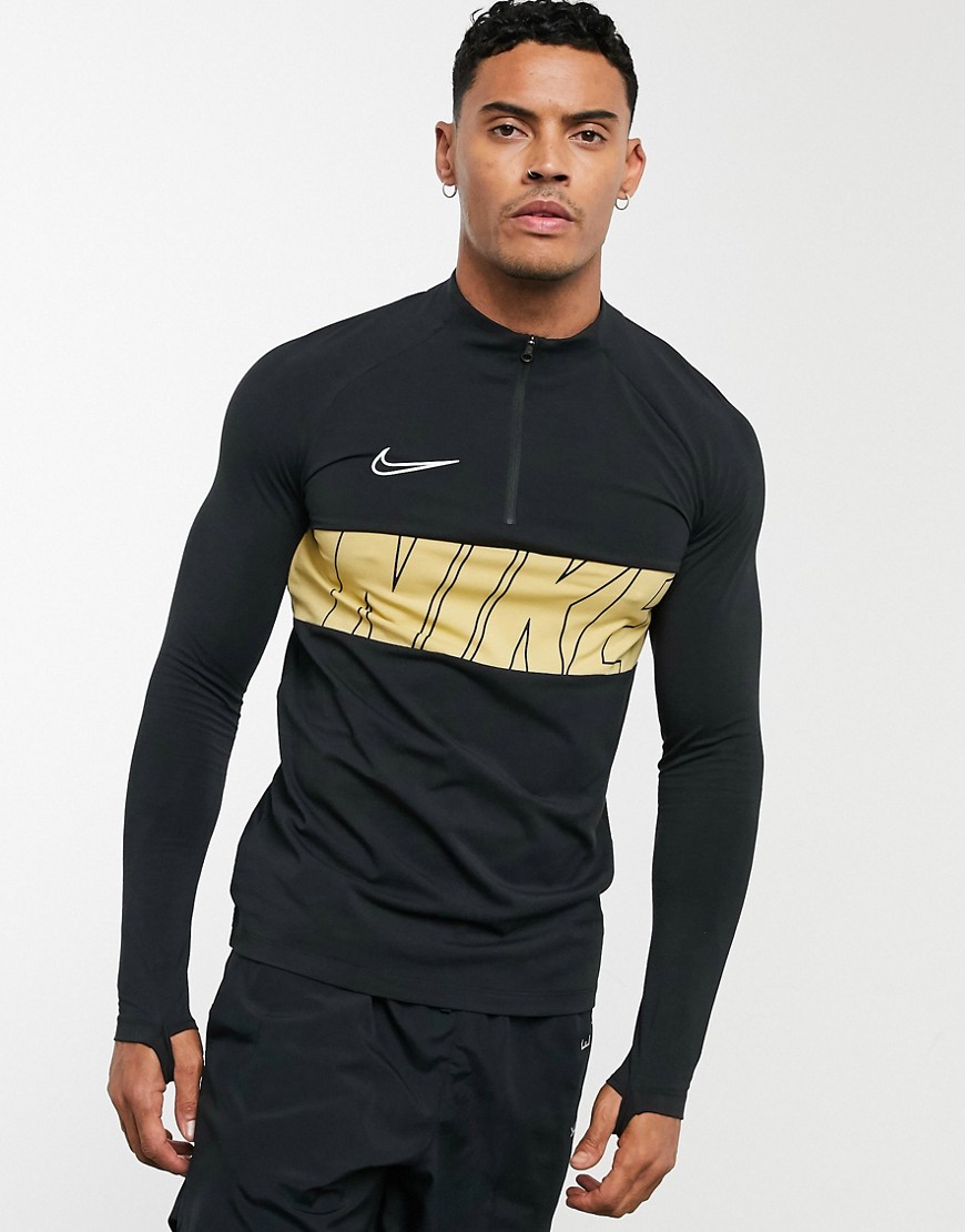Nike Football academy - Top con zip corta e logo sul petto nera-Nero