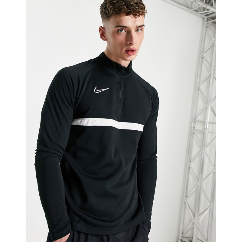 Activewear Uomo Nike - Football Academy - Top nero e bianco con zip corta